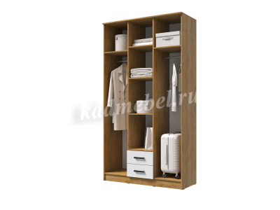 Шкаф Трио без зеркал (Дуб Вотан/Белый)