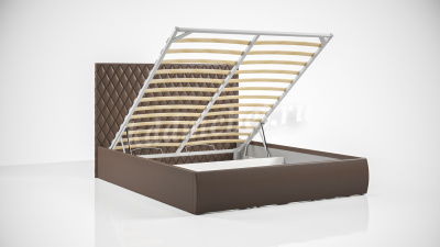 Кровать Стелла 1.6 с подъемным механизмом (Экокожа/Темно-коричневый)