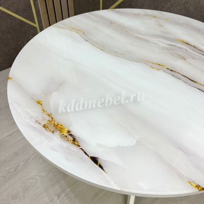 Стол обеденный раздвижной Арчи (Мрамор 691/Опоры белые)