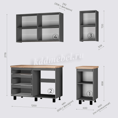 Кухня Асти 1,6 (Графит)