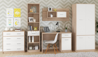 Стол письменный Стелс 120 1 дверка 1 ящик (Дуб сонома/Белый)