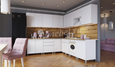 Шкаф нижний угловой мойка прямой угол ПУМП кухня Плейона без столешницы (Белый)