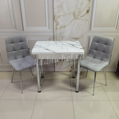 Стол обеденный Д29 раскладной (Белый мрамор/Белый)