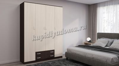 Шкаф Лондон-3 NEW распашной 4-х дв с ящиками (Венге/Дуб белфорт)