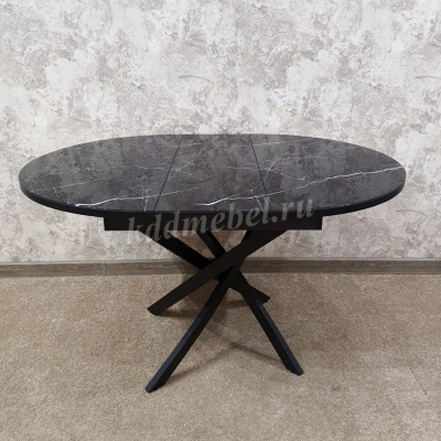Стол обеденный раздвижной Арчи (Мрамор черный 074/Опоры черные)