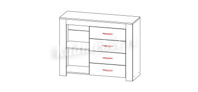 Комод 1100 Квадро-34 (Дуб Делано темный)