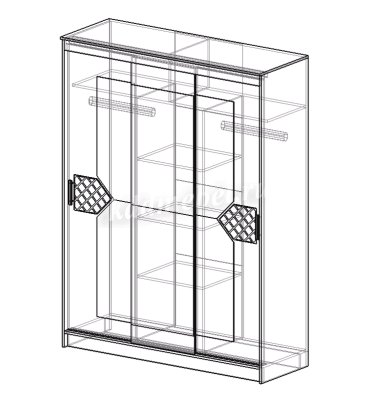Шкаф-купе Николь-3 (Ясень шимо светлый/Лиственница темная)
