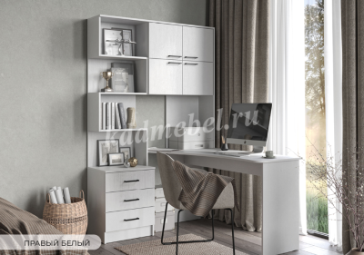 Стол компьютерный Брауни правый (Белый текстурный)