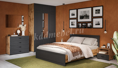 Кровать Лацио 1.6 с подъемным механизмом (Вотан/Сканди графит)