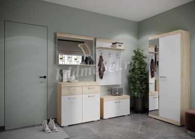 Шкаф с зеркалом Соната ШСЗ-800 (Дуб сонома/Белый глянец)