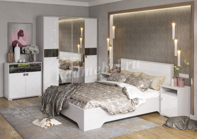 Шкаф распашной Сальма 3-х створчатый ШК-023 (Анкор светлый/Белый глянец)