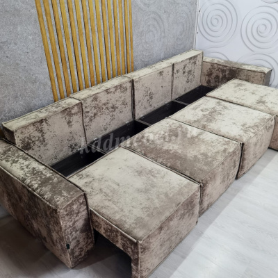 Угловой диван Бафи ДУ комплектация 4 (Плюш Латте)