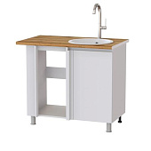 Шкаф нижний угловой мойка прямой угол ПУМП кухня Плейона без столешницы (Белый)