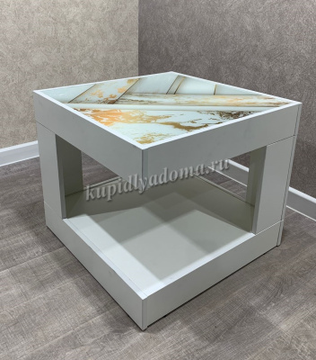 Стол журнальный Куб с фотопечатью (Белый/2732)