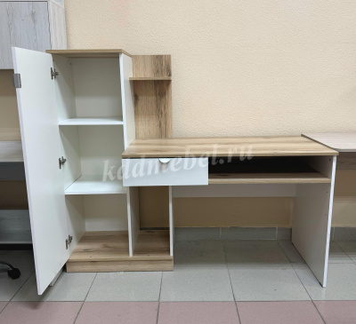 Стол компьютерный Юкки 1500 (Дуб делано/Белый шагрень)