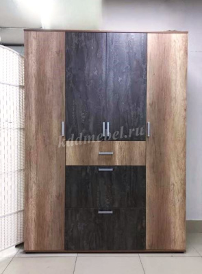 Шкаф распашной Нельсон-3 (Дуб каньон/Железный камень)