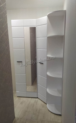 Шкаф угловой Спальня Йорк (Белый жемчуг/Белый глянец)