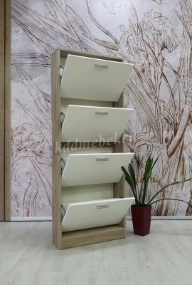 Тумба для обуви Империал 600 4-х дверная (Дуб крафт серый/Белый)