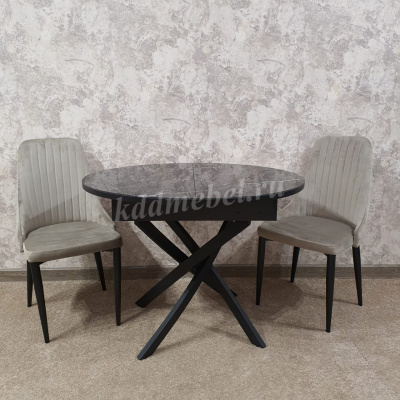 Стол обеденный раздвижной Арчи (Мрамор черный 074/Опоры черные)