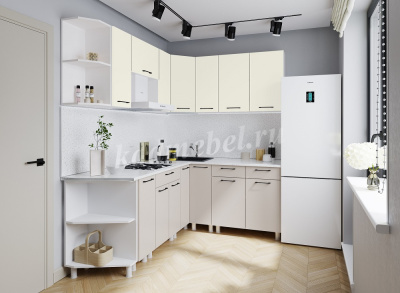 Угловой рабочий стол угол прямой УР2 кухня Марбл без столешницы (Белый/Слоновая кость) 