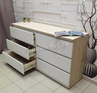 Комод Велес 6 ящиков 1400 (Гаскон пайн/Белый лофт)