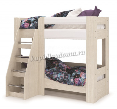 Кровать двухъярусная Симба (Дуб белфорт/Белый глянец)