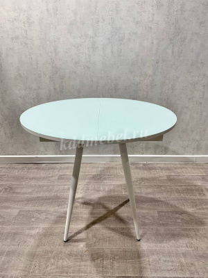 Стол обеденный раздвижной с фотопечатью Элип-1 (Белый/Подстолье конус белый)