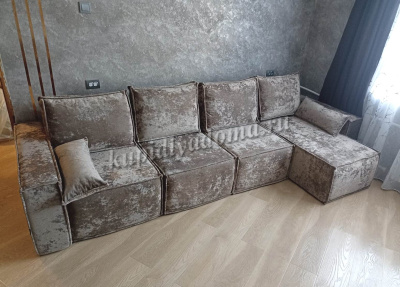 Угловой диван Бафи ДУ комплектация 4 (Плюш Латте)