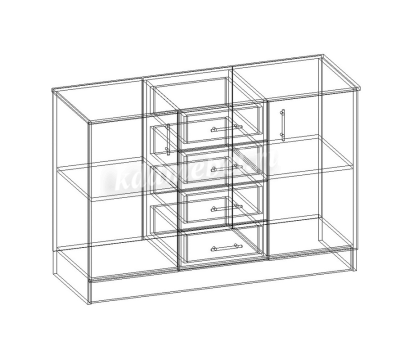 Комод Беатрис К-1400 (Дуб сонома/Белый глянец)