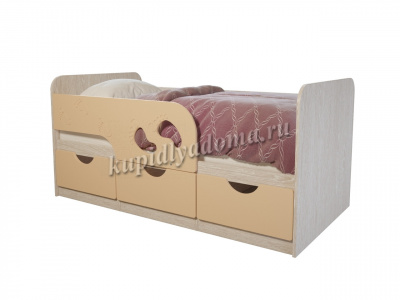 Кровать детская Минима Лего 0.8*1.86 (Дуб атланта/Крем глянец)