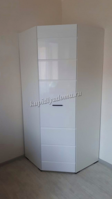 Шкаф угловой Спальня Йорк (Белый жемчуг/Белый глянец)