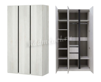 Шкаф распашной Дели-3 3-х створчатый (Винтерберг/Черный)