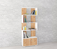 Стеллаж Ромео-2 (Дуб крафт золотой/Белый древесные поры)