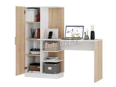 Стол компьютерный Бейсик (Дуб сонома/Белый)