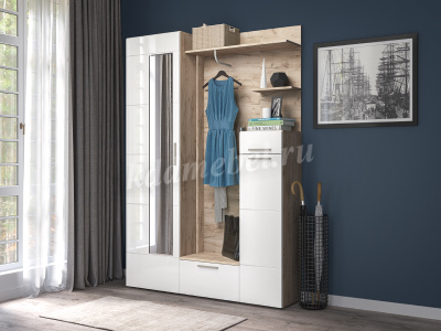 Шкаф для одежды Лайн 08.122 (Дуб серый крафт/Белый глянец)