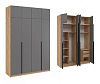 Шкаф Лион 4х створчатый с антресолью (Дуб крафт золотой/Графит серый)