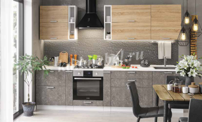 Кухня Бетоны 1,2 МДФ Белый (Дуб сонома/Бетон темный)