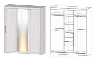 Шкаф-купе Ривьера 3-х створчатый (Анкор светлый)