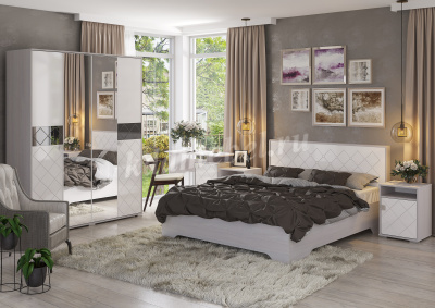 Кровать Сальма 1.4 с подъемным механизмом КР-025 (Анкор светлый/Белый глянец)