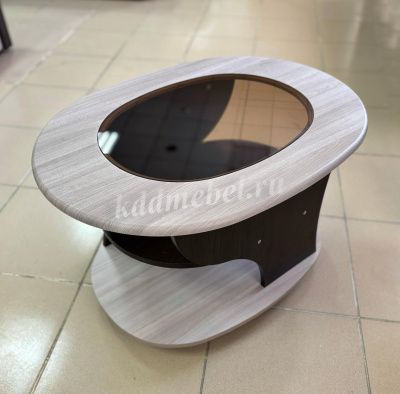 Стол журнальный СЖ-1 со стеклом (Ясень шимо светлый/Венге)