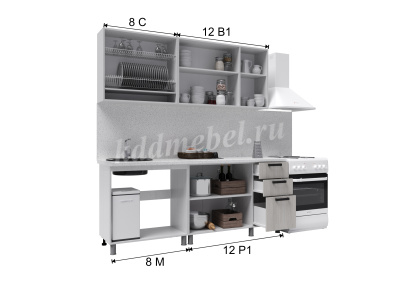 Кухня Кантри 2,0 (Дуб канадский/Карбон вулкан/Столешница Мраморный берег)