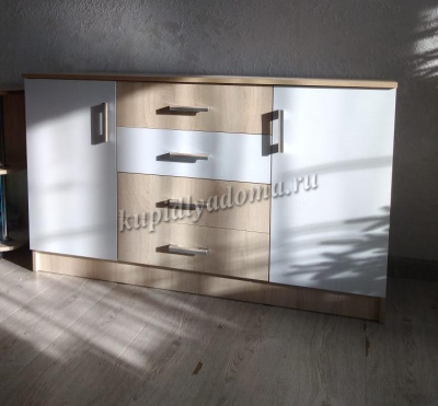 Комод Беатрис К-1400 (Дуб сонома/Белый глянец)