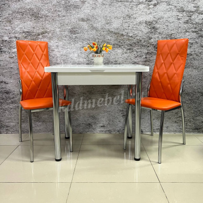 Стол обеденный Д29 раскладной (Белый мрамор/Белый)