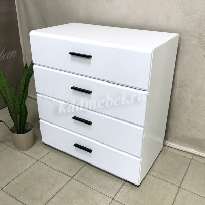 Комод Йорк 4 ящика (Белый жемчуг/Белый глянец)