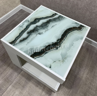 Стол журнальный Куб с фотопечатью (Белый/2705)