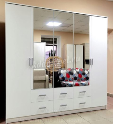 Шкаф 5-ти дверный Монтана 2.3 с зеркалами (Белый)