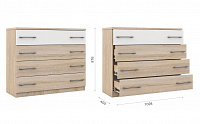 Комод Аврора 4 ящика (Дуб Сонома/Белый)