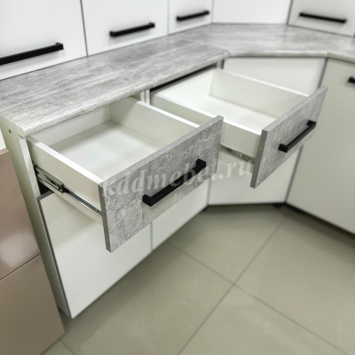 Кухня угловая Модена 1,65*1,65 (Белый/Ателье светлый)