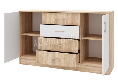 Комод Беатрис К-1400 (Дуб сонома/Белый глянец)