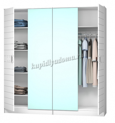 Шкаф Афина 4-х створчатый (Белый/Белый глянец)